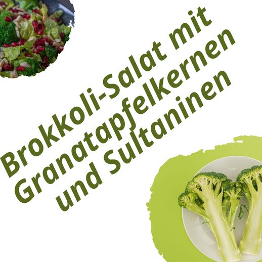 Brokkoli-Salat mit Granatapfelkernen und Sultaninen